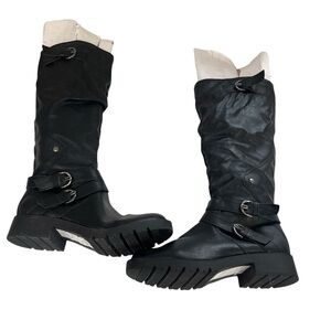 NWOT American rag black Brinley vegan leather knee length boots